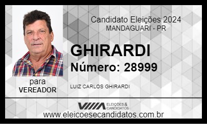 Candidato GHIRARDI 2024 - MANDAGUARI - Eleições