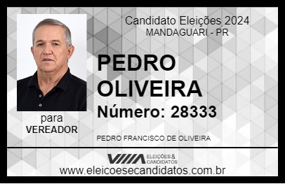 Candidato PEDRO OLIVEIRA 2024 - MANDAGUARI - Eleições