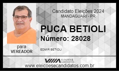 Candidato PUCA BETIOLI 2024 - MANDAGUARI - Eleições