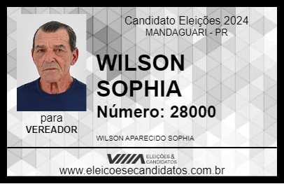 Candidato WILSON SOPHIA 2024 - MANDAGUARI - Eleições