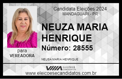 Candidato NEUZA MARIA HENRIQUE 2024 - MANDAGUARI - Eleições