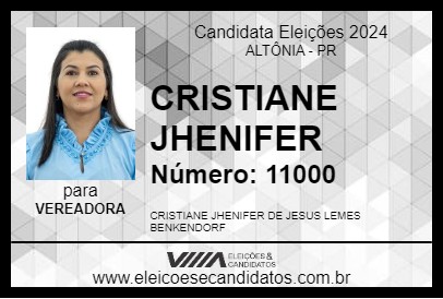 Candidato CRISTIANE JHENIFER 2024 - ALTÔNIA - Eleições