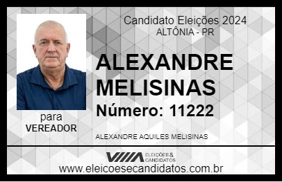 Candidato ALEXANDRE MELISINAS 2024 - ALTÔNIA - Eleições