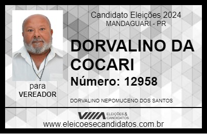 Candidato DORVALINO DA COCARI 2024 - MANDAGUARI - Eleições