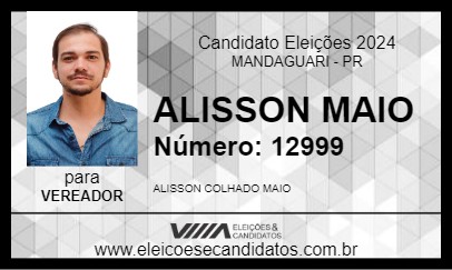 Candidato ALISSON MAIO 2024 - MANDAGUARI - Eleições