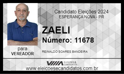 Candidato ZAELI 2024 - ESPERANÇA NOVA - Eleições