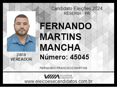 Candidato FERNANDO MARTINS MANCHA 2024 - RESERVA - Eleições