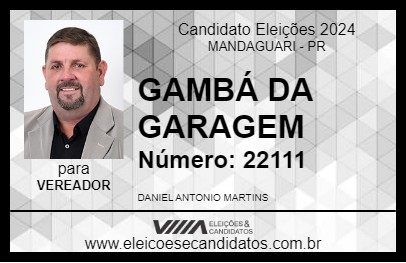 Candidato GAMBÁ DA GARAGEM 2024 - MANDAGUARI - Eleições