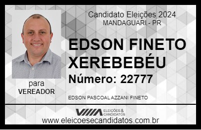 Candidato EDSON FINETO XEREBEBÉU 2024 - MANDAGUARI - Eleições