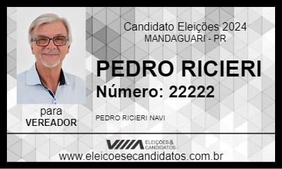 Candidato PEDRO RICIERI 2024 - MANDAGUARI - Eleições