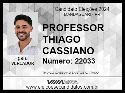 Candidato PROFESSOR THIAGO CASSIANO 2024 - MANDAGUARI - Eleições