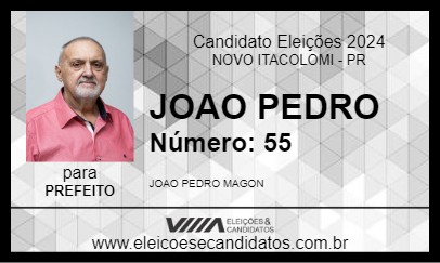 Candidato JOAO PEDRO 2024 - NOVO ITACOLOMI - Eleições