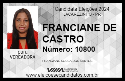 Candidato FRANCIANE DE CASTRO 2024 - JACAREZINHO - Eleições