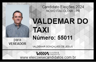 Candidato VALDEMAR DO TAXI 2024 - NOVO ITACOLOMI - Eleições