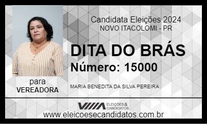 Candidato DITA DO BRÁS 2024 - NOVO ITACOLOMI - Eleições