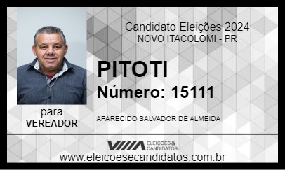 Candidato PITOTI 2024 - NOVO ITACOLOMI - Eleições