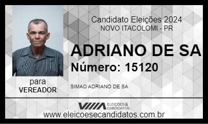 Candidato ADRIANO DE SA 2024 - NOVO ITACOLOMI - Eleições