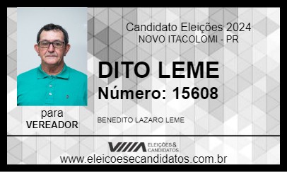 Candidato DITO LEME 2024 - NOVO ITACOLOMI - Eleições