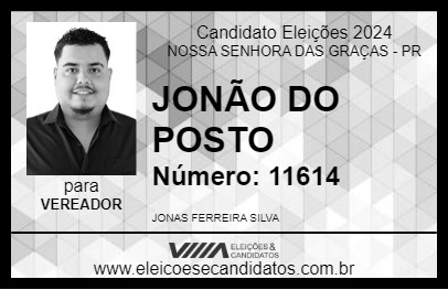 Candidato JONÃO DO POSTO 2024 - NOSSA SENHORA DAS GRAÇAS - Eleições