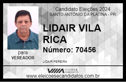 Candidato LIDAIR VILA RICA 2024 - SANTO ANTÔNIO DA PLATINA - Eleições