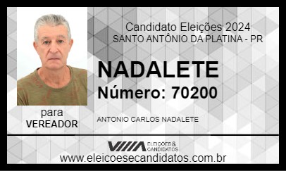 Candidato NADALETE 2024 - SANTO ANTÔNIO DA PLATINA - Eleições