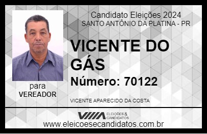 Candidato VICENTE DO GÁS 2024 - SANTO ANTÔNIO DA PLATINA - Eleições