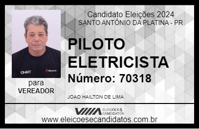 Candidato PILOTO ELETRICISTA 2024 - SANTO ANTÔNIO DA PLATINA - Eleições