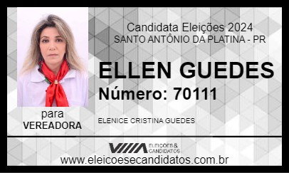 Candidato ELLEN GUEDES 2024 - SANTO ANTÔNIO DA PLATINA - Eleições