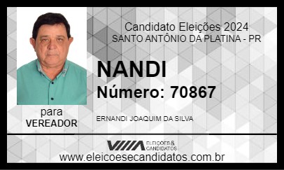 Candidato NANDI 2024 - SANTO ANTÔNIO DA PLATINA - Eleições