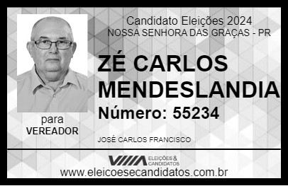 Candidato ZÉ CARLOS MENDESLANDIA 2024 - NOSSA SENHORA DAS GRAÇAS - Eleições