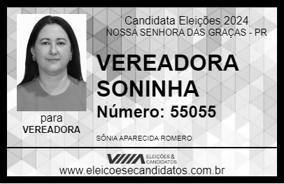 Candidato VEREADORA SONINHA 2024 - NOSSA SENHORA DAS GRAÇAS - Eleições