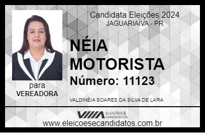 Candidato NÉIA MOTORISTA 2024 - JAGUARIAÍVA - Eleições