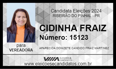 Candidato CIDINHA FRAIZ 2024 - RIBEIRÃO DO PINHAL - Eleições