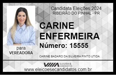 Candidato CARINE ENFERMEIRA 2024 - RIBEIRÃO DO PINHAL - Eleições