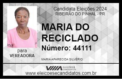 Candidato MARIA DO RECICLADO 2024 - RIBEIRÃO DO PINHAL - Eleições