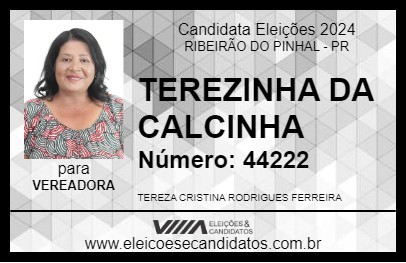 Candidato TEREZINHA DA CALCINHA 2024 - RIBEIRÃO DO PINHAL - Eleições