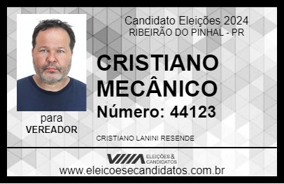 Candidato CRISTIANO MECÂNICO 2024 - RIBEIRÃO DO PINHAL - Eleições