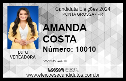 Candidato AMANDA COSTA 2024 - PONTA GROSSA - Eleições