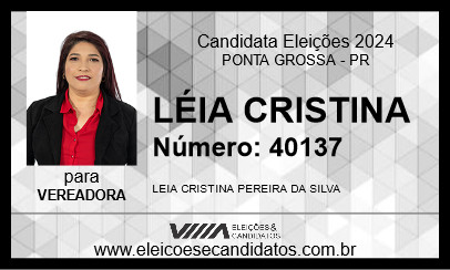 Candidato LÉIA CRISTINA 2024 - PONTA GROSSA - Eleições