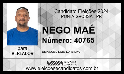 Candidato EMANUEL LUIS NEGO MAÉ 2024 - PONTA GROSSA - Eleições