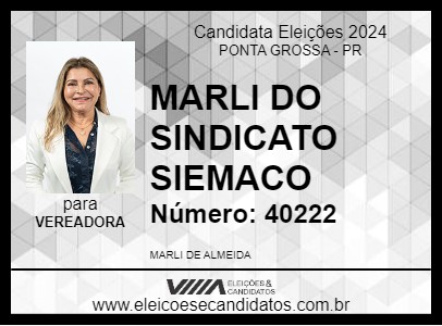 Candidato MARLI DO SIEMACO 2024 - PONTA GROSSA - Eleições