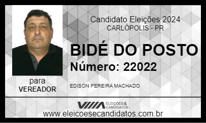 Candidato BIDÉ DO POSTO 2024 - CARLÓPOLIS - Eleições