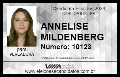 Candidato ANNELISE MILDENBERG 2024 - CARLÓPOLIS - Eleições