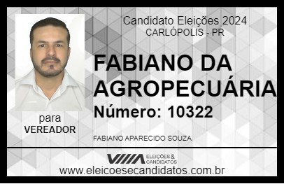 Candidato FABIANO DA AGROPECUÁRIA 2024 - CARLÓPOLIS - Eleições