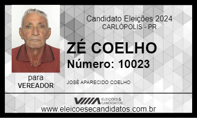 Candidato ZÉ COELHO 2024 - CARLÓPOLIS - Eleições