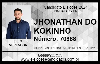 Candidato JHONATHAN DO KOKINHO 2024 - PINHALÃO - Eleições