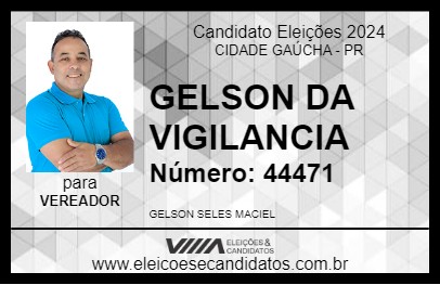 Candidato GELSON DO ZÉ BAIANO 2024 - CIDADE GAÚCHA - Eleições