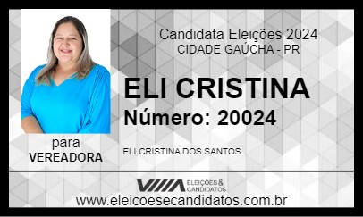 Candidato ELI CRISTINA 2024 - CIDADE GAÚCHA - Eleições