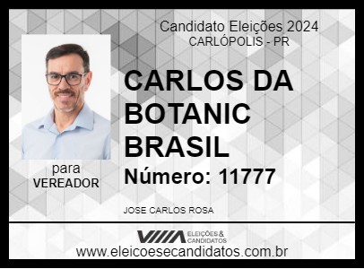 Candidato CARLOS DA BOTANIC BRASIL 2024 - CARLÓPOLIS - Eleições