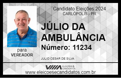 Candidato JÚLIO DA AMBULÂNCIA 2024 - CARLÓPOLIS - Eleições